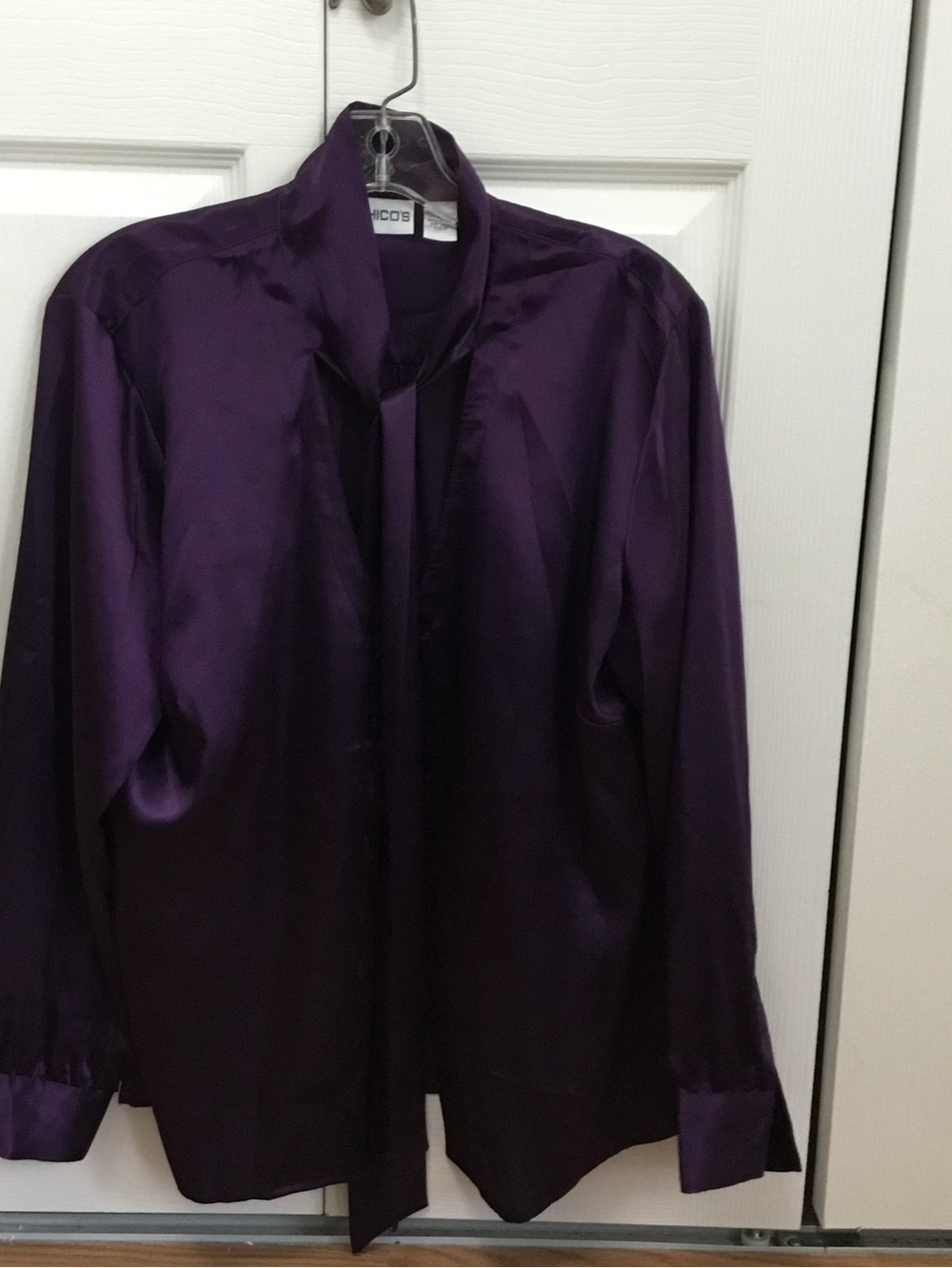 Chico's Deep Purple Satin Long Sleeve Blouse